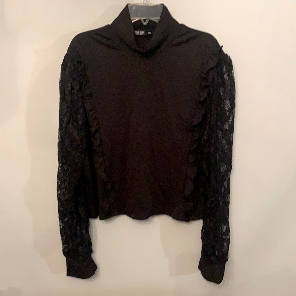 Black cropped turtleneck